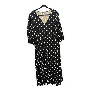 Ava & Viv Black Polka Dot Dress Size Extra Large (XL)